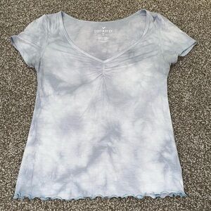 American Eagle Soft & Sexy Tie Dye Ruched Bust Front Shortsleeve Top